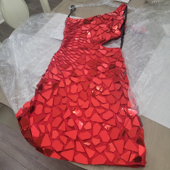 Primavera Red Cut Glass Dress - Picture 5 of 13